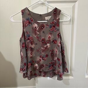 Loft Floral Sleeveless Double Layer Top